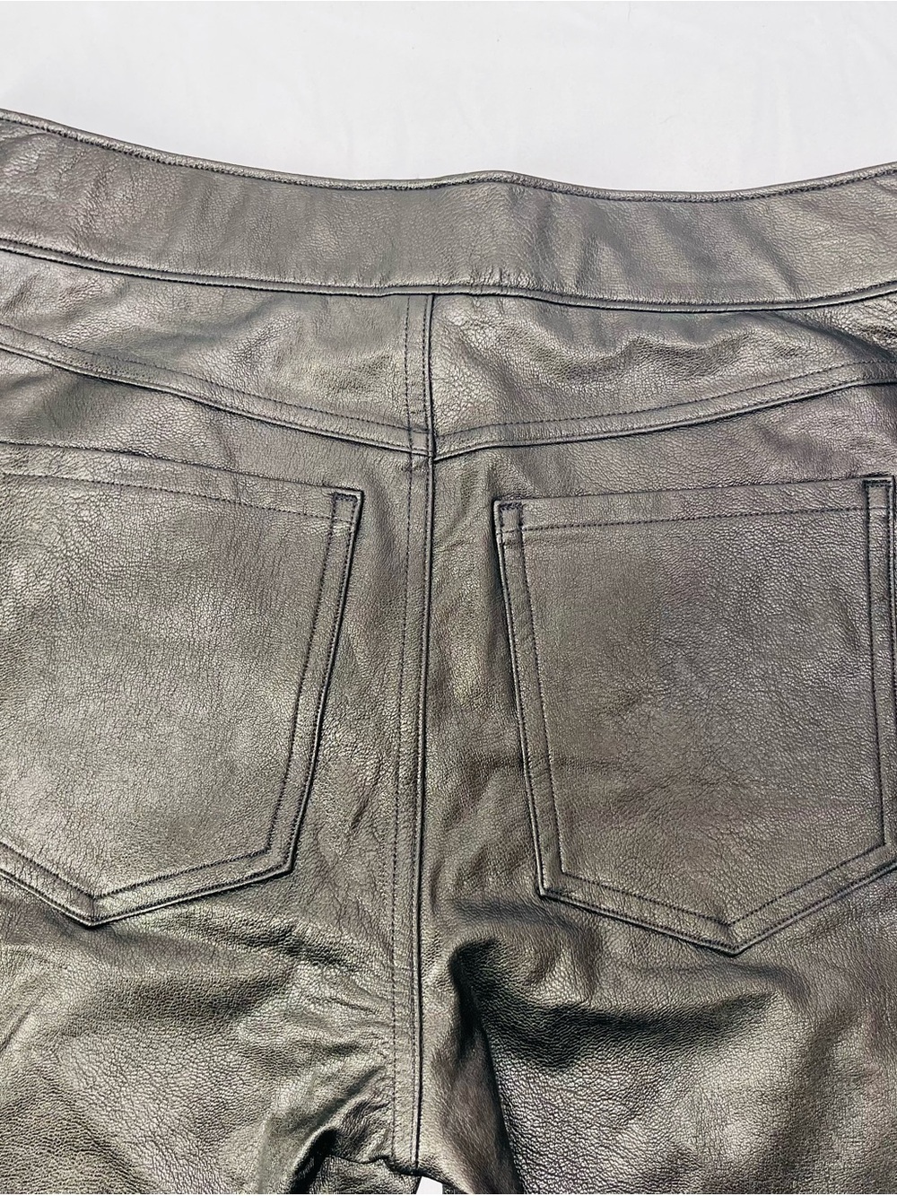SPANX Black Leather-Look Leggings with Back Patch Pockets
